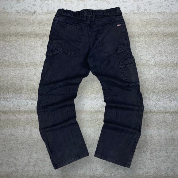 Vintage Dickies Carpenter Pants Jet Black Canvas Regular Straight Leg Fit 90s - Picture 1 of 6
